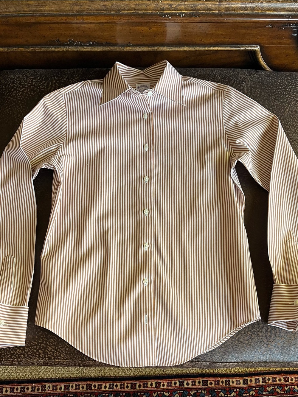 Brooks Brothers Long-Sleeve Button-Down Shirt - Size 2 - Brown Stripe - NWOT